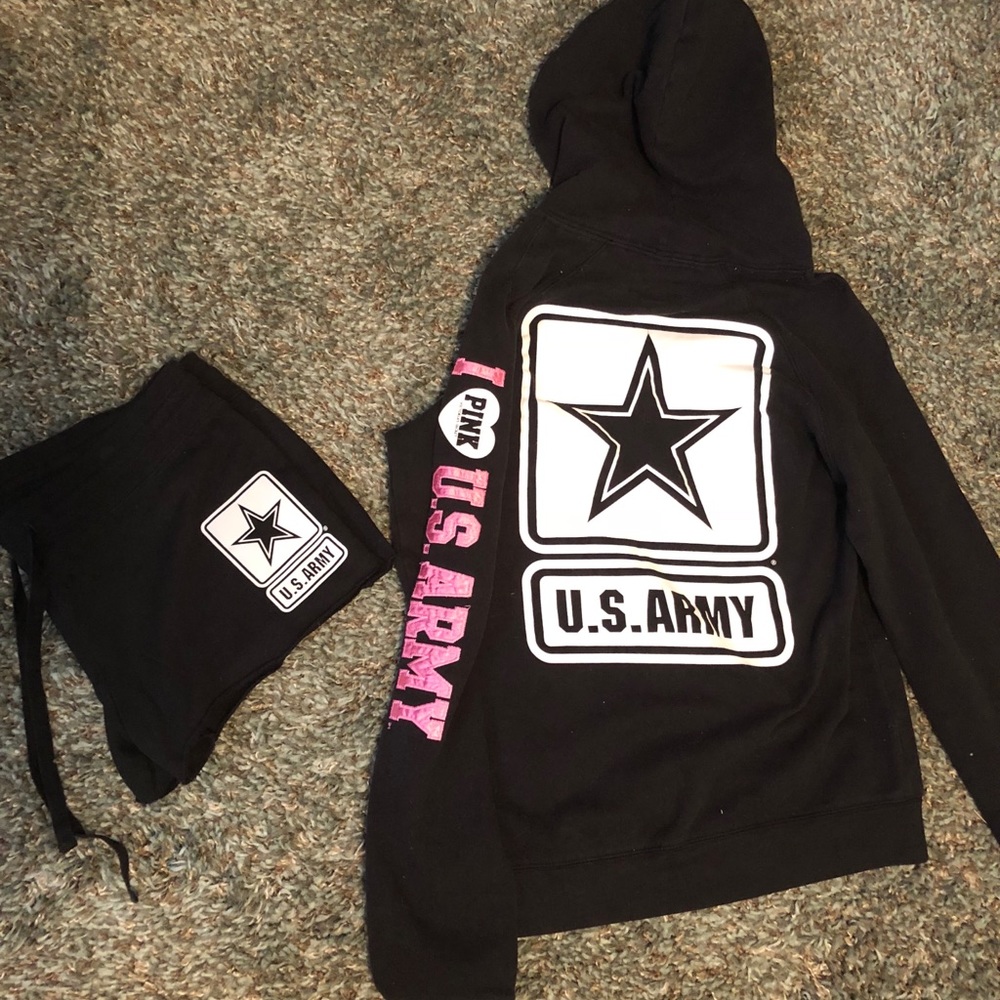 ❌ Victoria’s Secret PINK US Army Hoodie Short Set - Picture 2 of 4